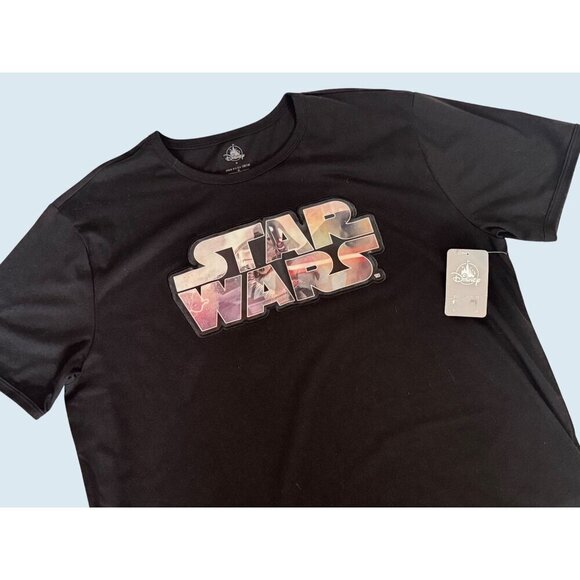 DISNEY Parks STAR WARS Logo Tee T Shirt Black NEW NWT Size Men's XL - Picture 1 of 7